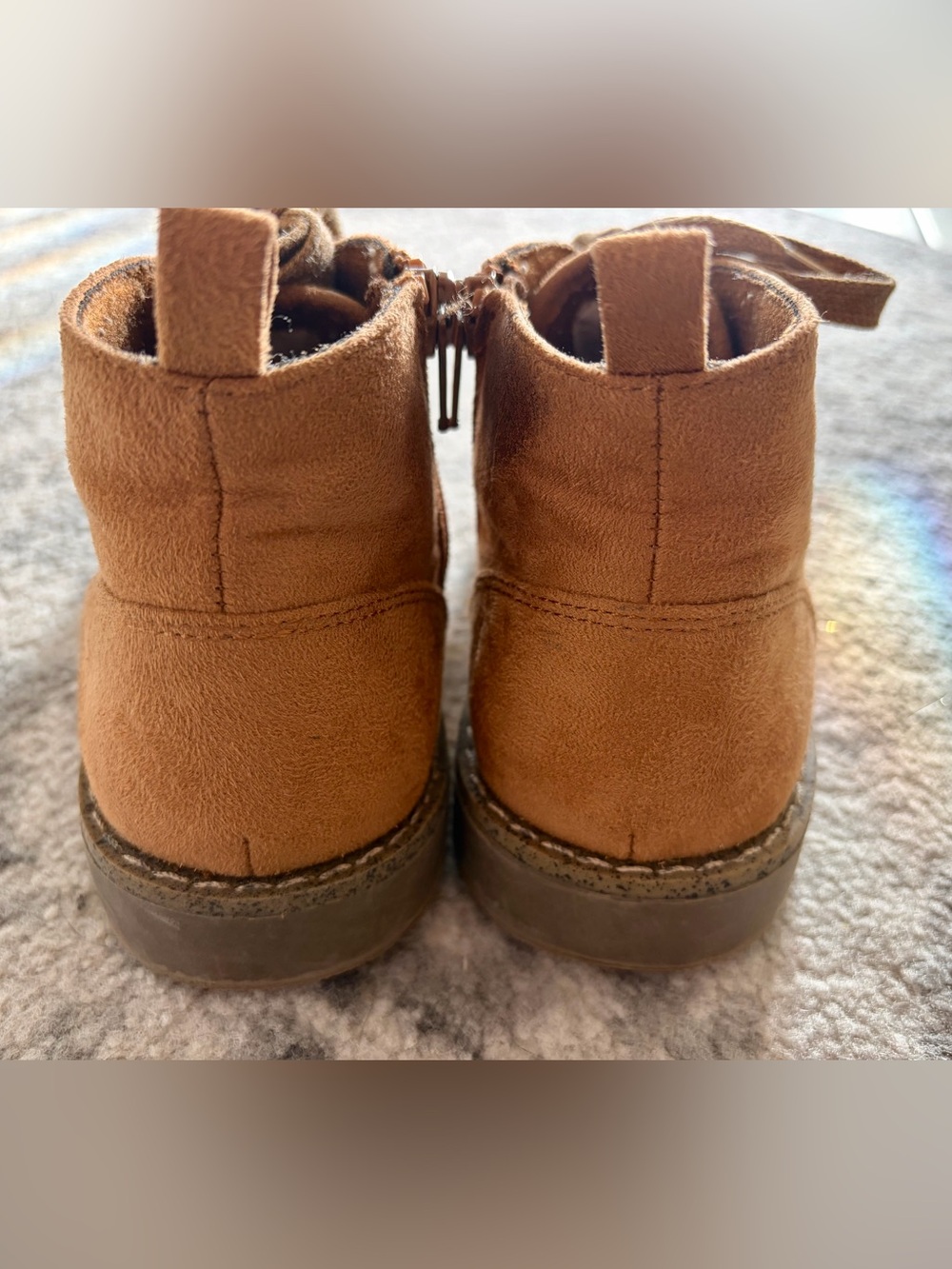 Gymboree Tan Suede Lace-Up Kids Ankle Boots Size 1 - Picture 3 of 11